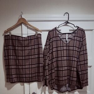 HAUTE FOX 2-Piece Plaid Set  Top & Skirt – Size 3X – NWOT
